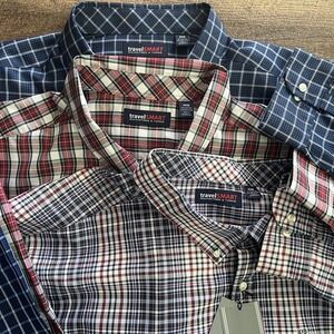 Roundtree & Yorke Travel Smart Shirts 4XB Plaid Performance Bundle Of 3